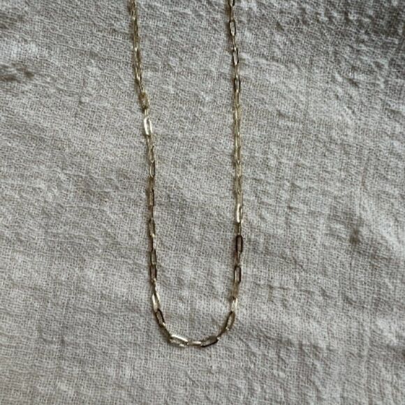 Paperclip Chain necklace 14k real gold Necklace 16 inches perfect gift - Picture 2 of 10